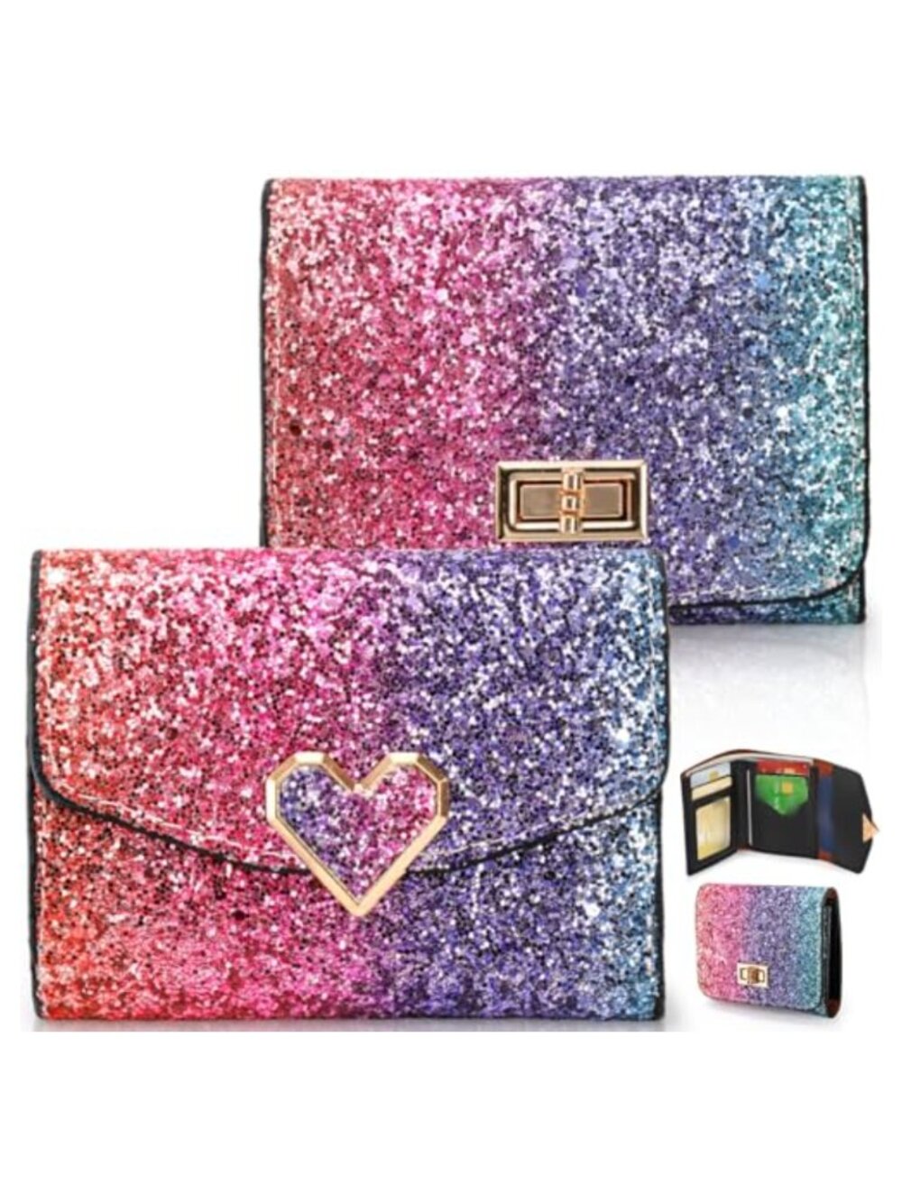 Trifold PU Leather Mini Wallet Compact Card Holder for Women